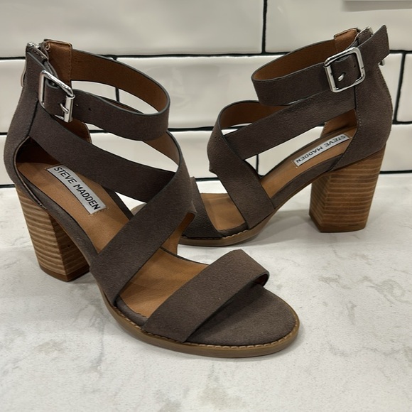 Steve Madden Elita Brown Strappy Block Heel Sandals Indie Festival Bohemian - Picture 15 of 16